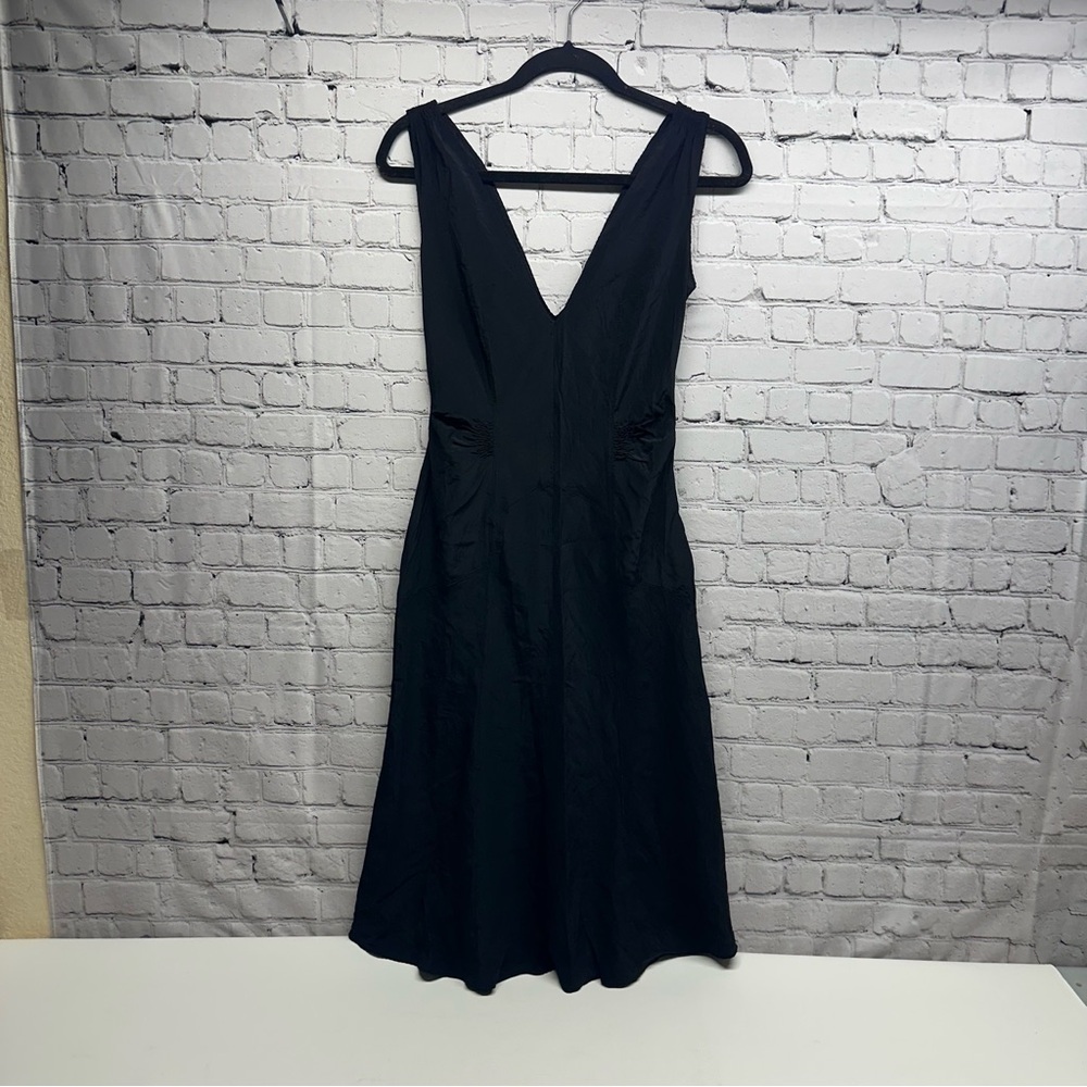 Alberta Ferretti Black Backless Dress silk size 8 v neck